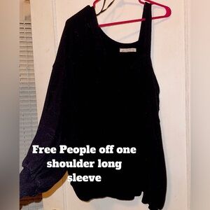 Free People Black Off-Shoulder Long Sleeve Top